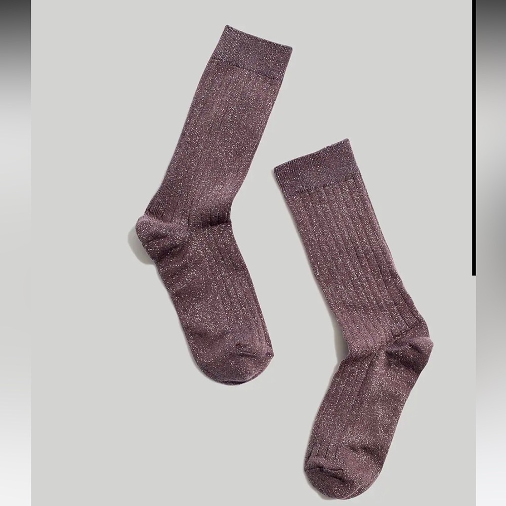 Madewell Lurex Trouser Socks in Deep Charcoal/Black